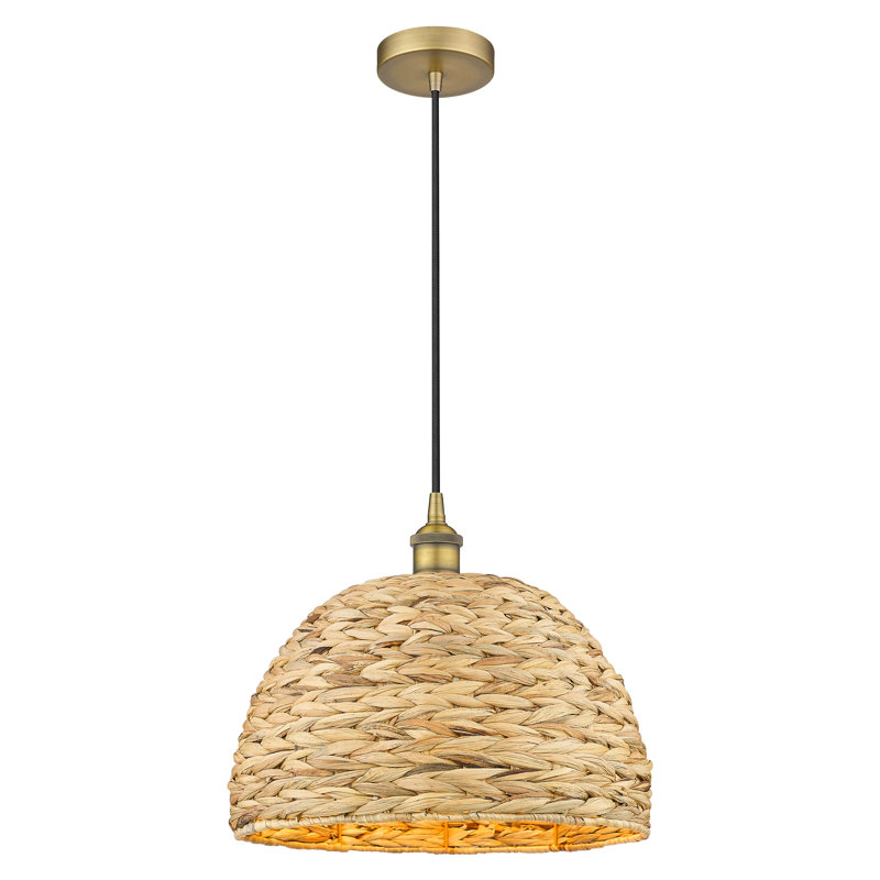 Edison - Alyxandrea - Mini-luminaire suspendu à cordon 1 lumière 16 po, H 13 po x l 15,75 po x P 15,75 po, Laiton brossé