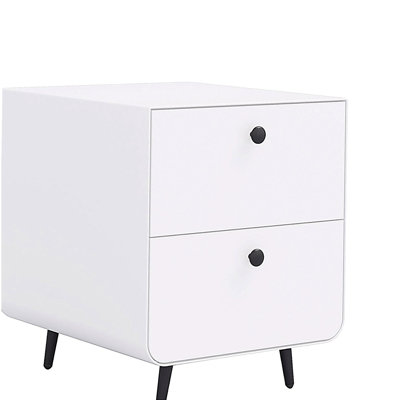 Armoire de rangement moderne pour table de chevet, armoire en acier avec 2 tiroirs, meubles de chevet, poignée circulaire
