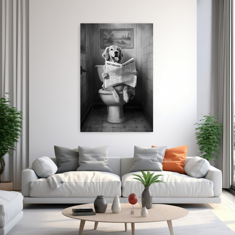 Golden Retriever Bathroom Break by Andreas Magnusson - Wrapped Canvas Print, 152.4 cm H x 101.6 cm W