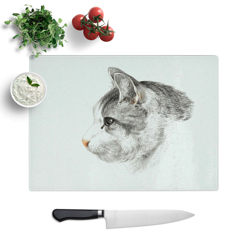 Tempered Glass Portrait of a Cat by Jean Bernard Chopping Board, 28.5 cm W x 20 cm L