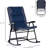 2 Piece Folding Patio Rocking Chair , Outdoor Furniture In Navy Blue, For Porch, Camping, Balcony, With Comfortable Back Stable Seat