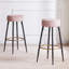 Modern Velvet Bar Stool with Gold Footrest and Black Metal Legs, Counter Height Kitchen Stool-1462102459