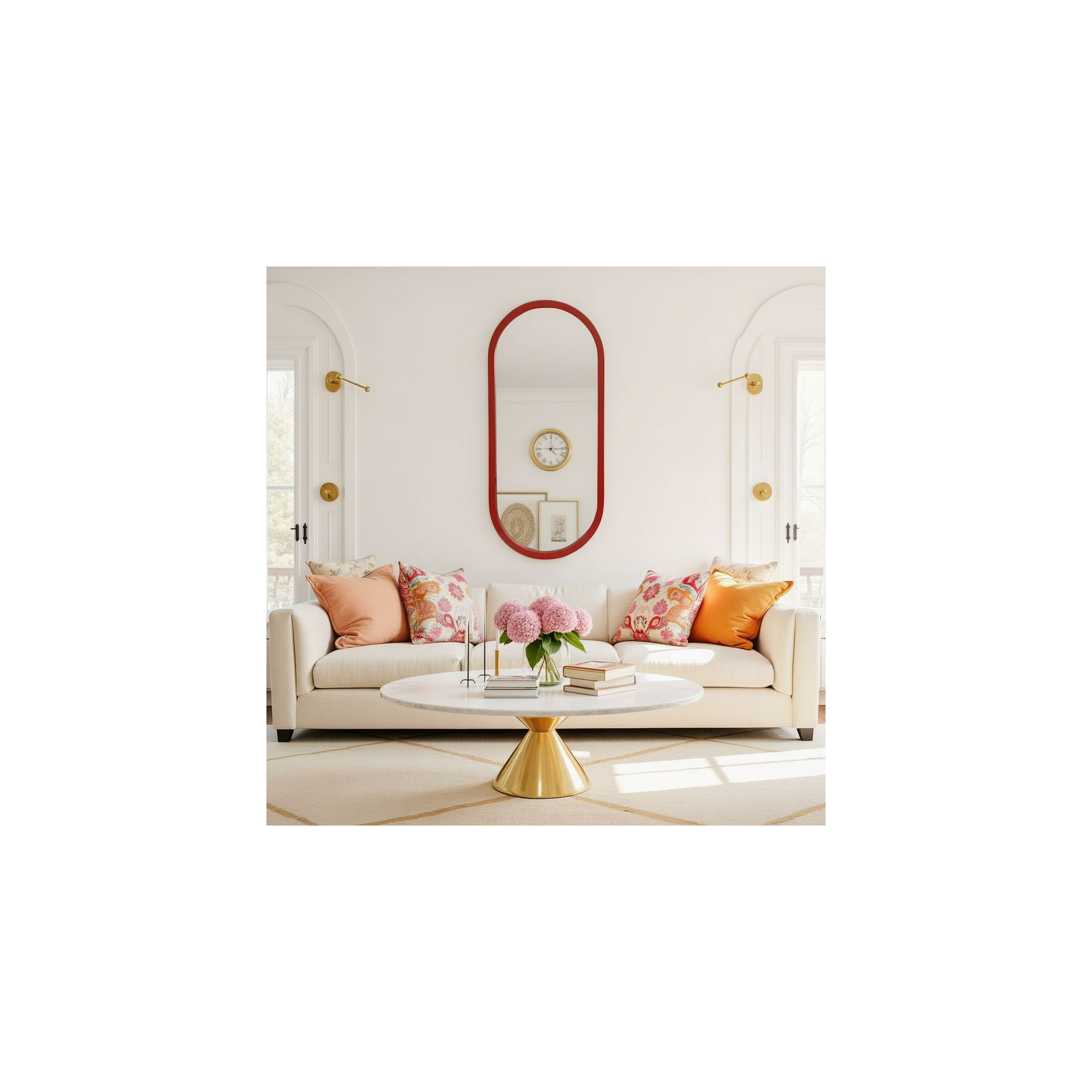 Osman Glossy Intense Rust Wall Mirror, Red