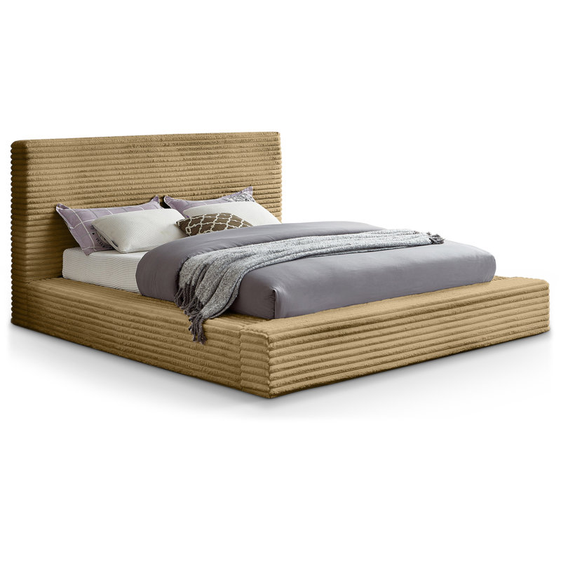 Dexter Corduroy Fabric Bed, King, Camel Corduroy Fabric