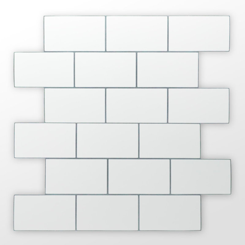Carreau de métro auto-adhésif en PVC 6 po x 12 po, Blanc