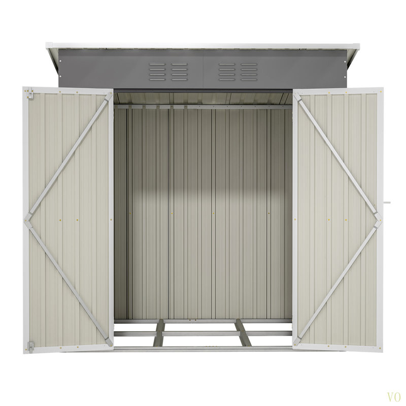 Remise de rangement extérieure en métal 10 pi x 4 pi pour porte de jardin verrouillable avec cadre de plancher