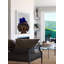 Teckel avec imprimé Trilby bleu sur bois blanc-18743565