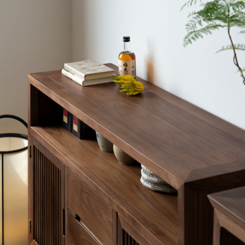 Solid Wood Retro Large Capacity Bedroom Sideboards, Walnut