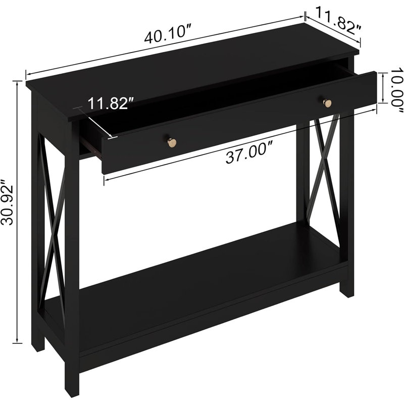 Sandria 12'' Console Table, Black