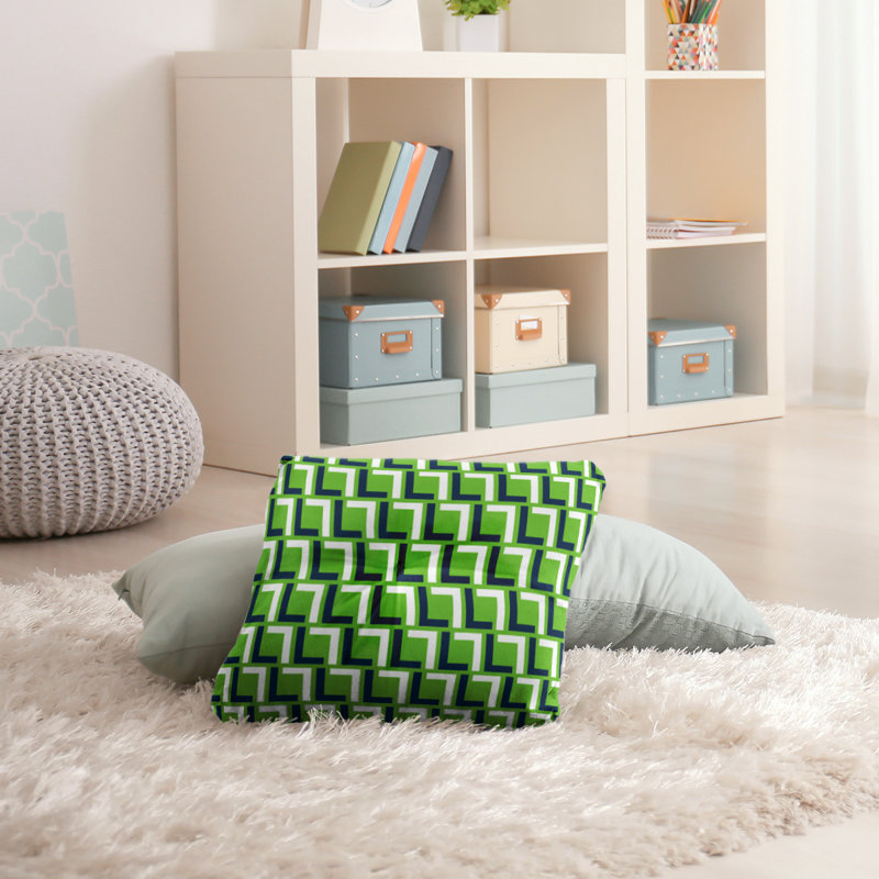 Housse et insert de coussin carré Seattle, 26'' x 26'', Bleu marine université / blanc / vert action