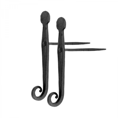 Black Shutter Dog Holders 7" L Wrought Iron Rat Tail Shaped Masonry Mount