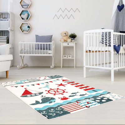 Attamore Abstract Blue/Red Area Rug