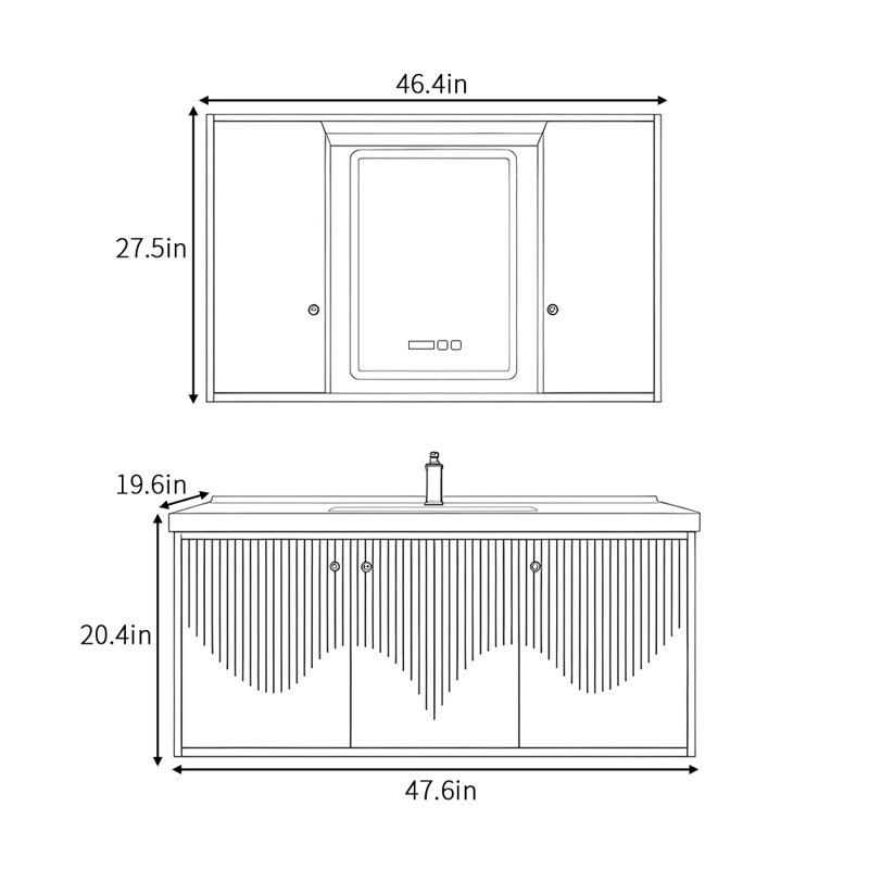 Armoire de salle de bain légère et luxueuse de style simple et moderne, Crème, crème