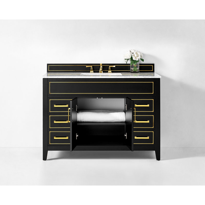 Aspen 48'' W Vanity, Black Onyx, Gold