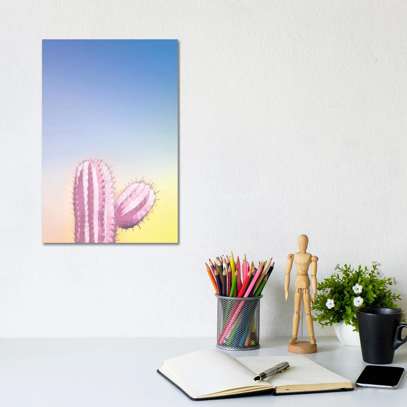 My Pink Cactus by Beli - Wrapped Canvas Painting, 20.32 cm H x 30.48 cm W