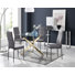 Lenworth Glass Rectangular Dining Table Set with 4 Quilted Velvet Dining Chairs