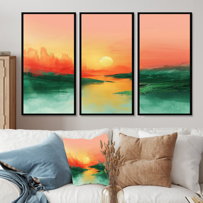 «Green Lake», coucher de soleil magique, ensemble d'art mural désert