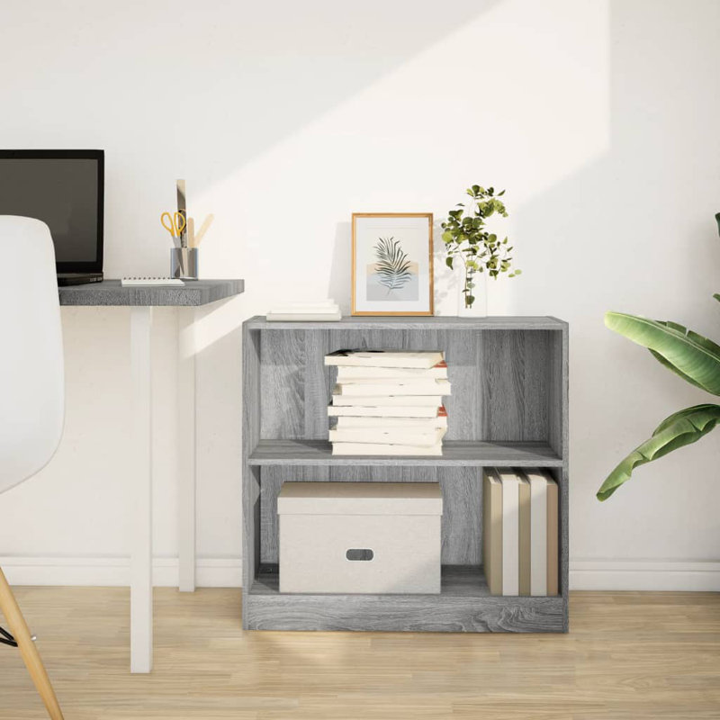 Athema Standard Bookcase, (2 Shelves) 76cmH x 80cmW x 24cmD, Grey Sonoma