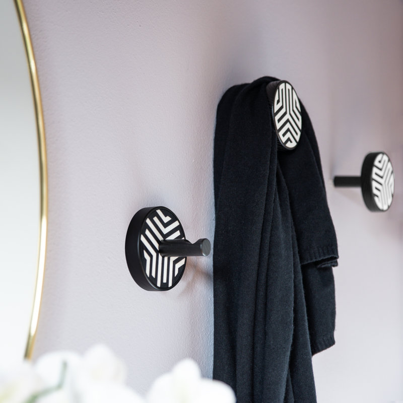 Inverso Solid Wood Wall Wall Hook, Black/White