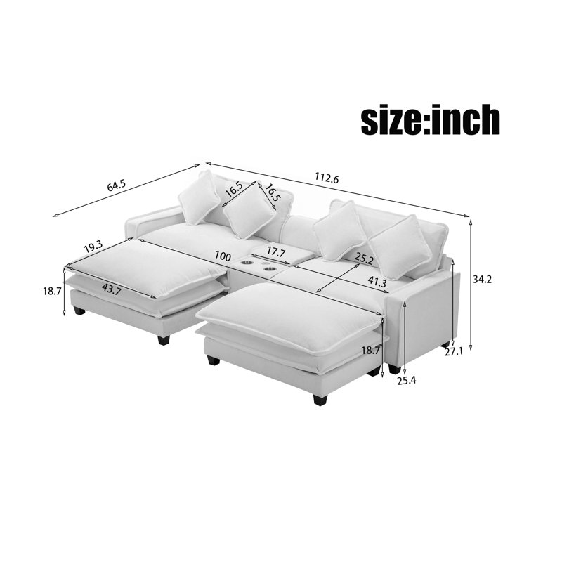Canapé modulaire Kylend, Polyester bleu