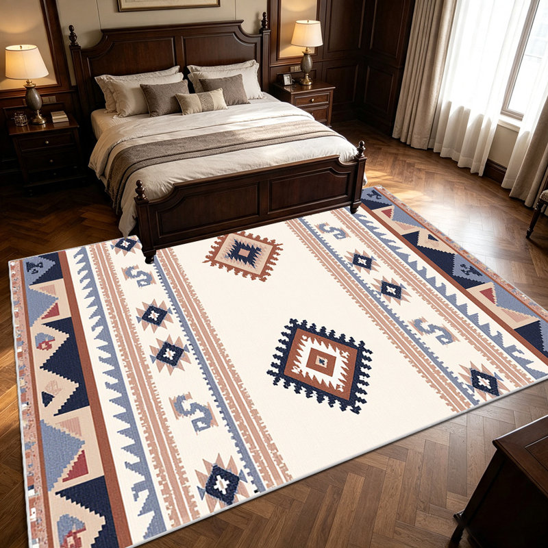 Tapis à motif géométrique 1 pièce Southwestern Aztec, Rectangle 6 pi 8 po x 10 pi