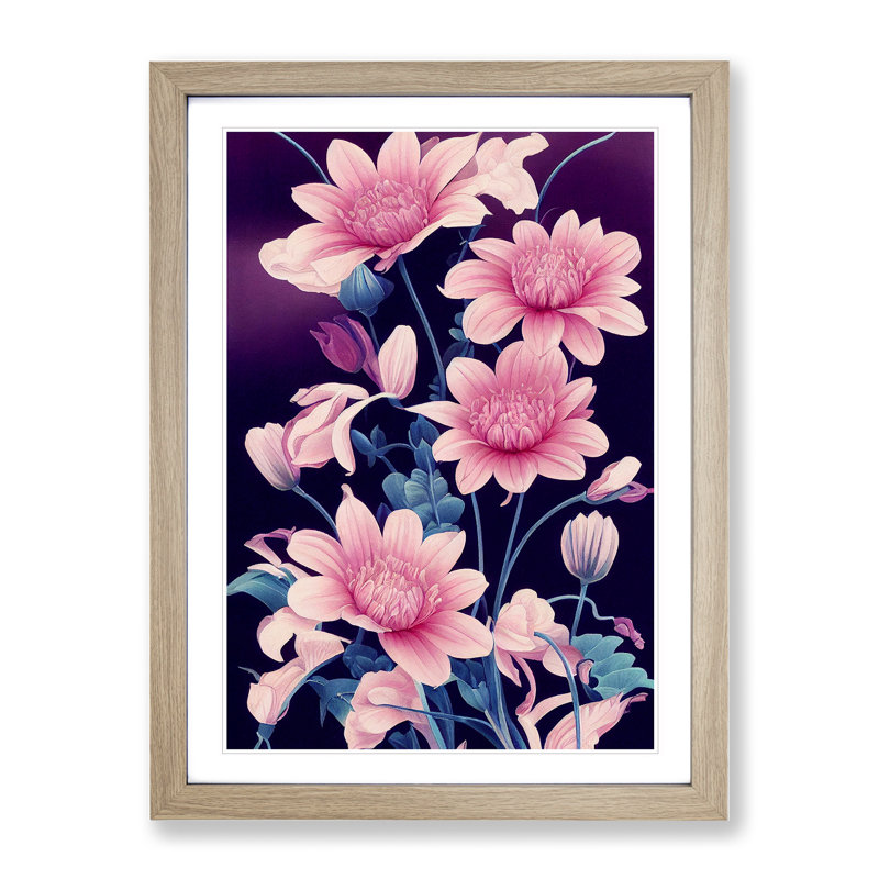 Spectacular Flowers - Single Picture Frame Painting, 64cm H x 46cm W x 2cm D, Oak