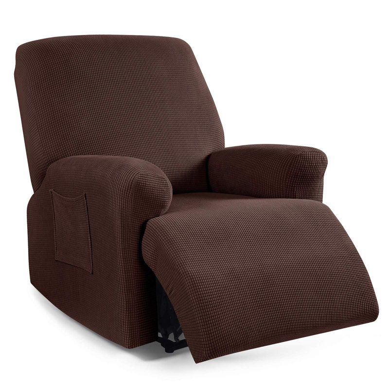 Housse pour fauteuil inclinable à coussins carrés/rectangulaires, Mélange de polyester brun
