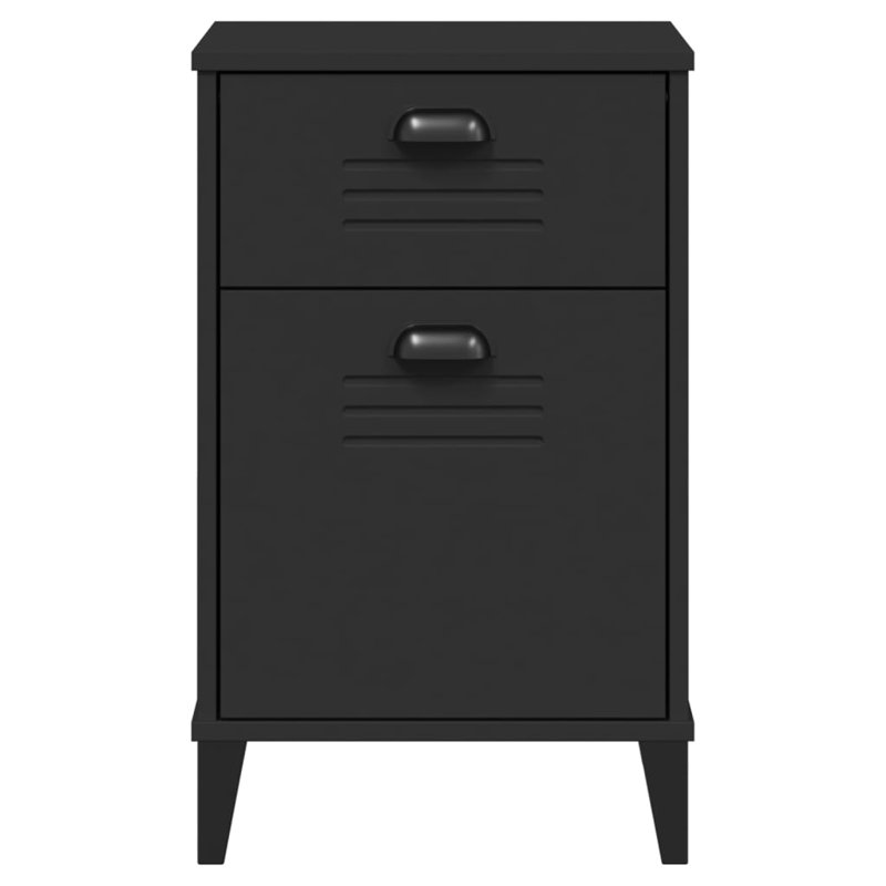 Bedside Cabinet Accent End Table Bedroom Furniture Solid Wood Pine, Black