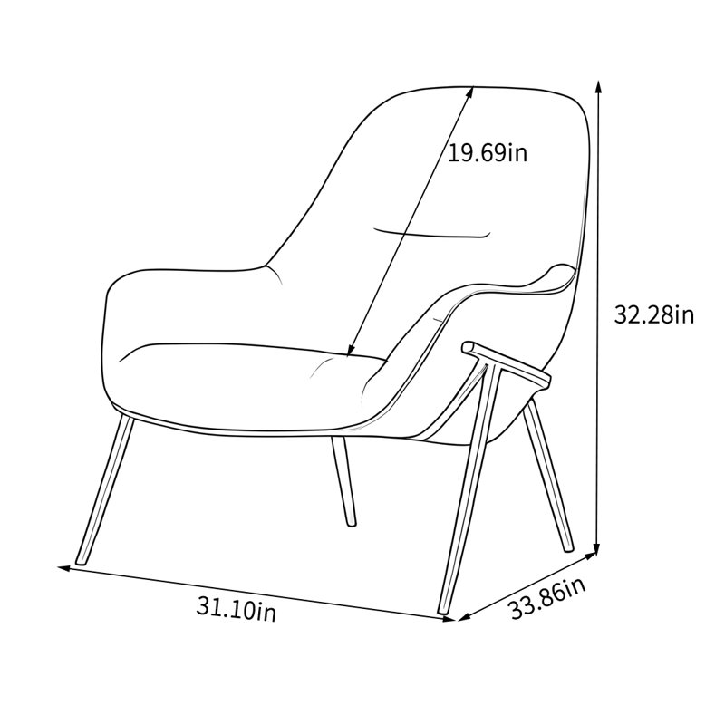 Chaise en mousse haute densité avec pieds plaqués or, Bleu très foncé