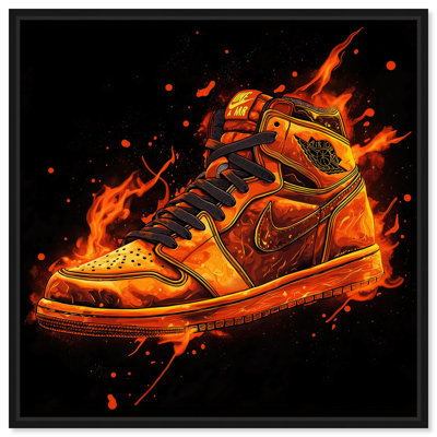 Jumpman on Fire I Canvas Sneaker Wall Art by Art Remedy