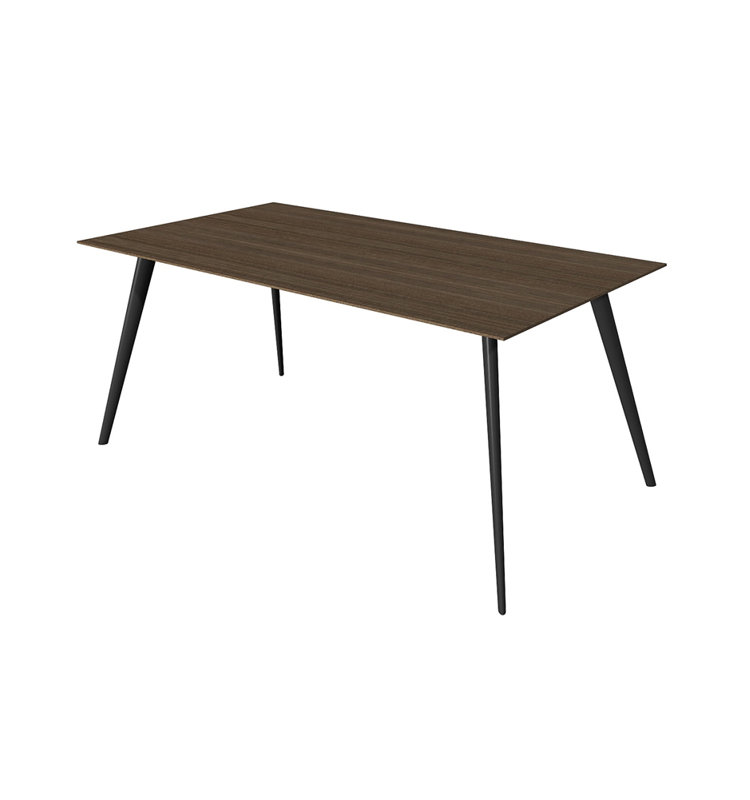 Airfoil Metal Base Dining Table, American Walnut, Black