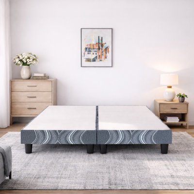 Wood Box Spring/Foundation With Legs For Mattress Support, Heavy-Duty Structure, Fully Assembled, No Need For Bed Frame, Queen, Black