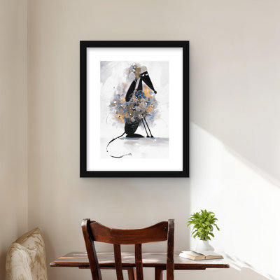 Afghan Hound Dog Cartoon Print - Blue American Framed Art