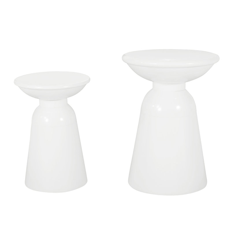 Serenita Outdoor Iron Side Tables With Flared Design(Only Including Table), White