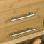 Îlot de cuisine en bambou sur roulettes, chariot utilitaire avec 2 tiroirs de rangement et tablettes ouvertes, ton bambou