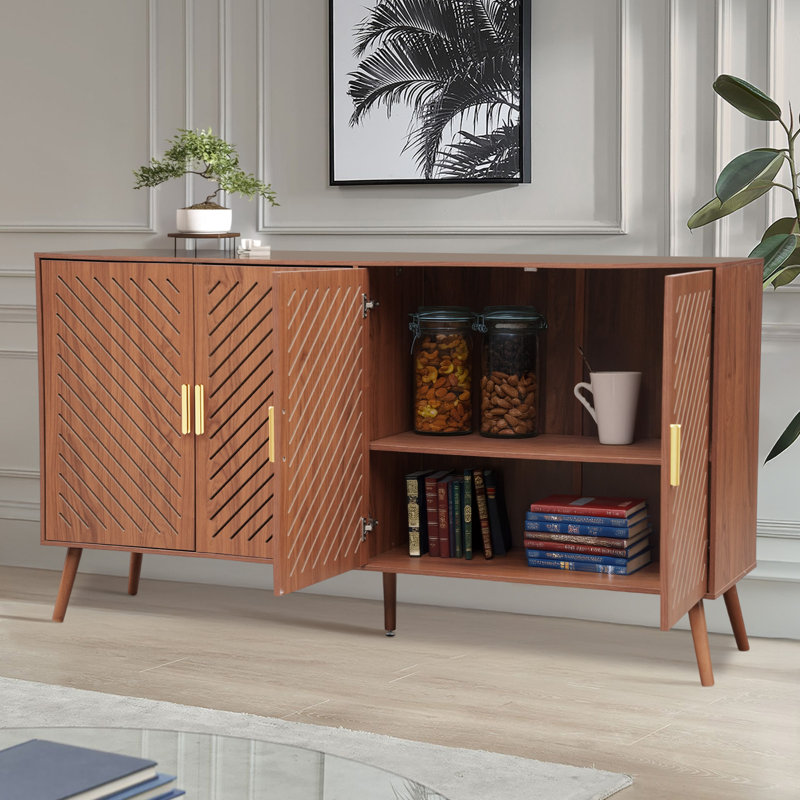 Armoire de rangement avec 4 portes, armoire de buffet de cuisine, organisateur de rangement en bois pour la cuisine, le salon, la salle à manger,