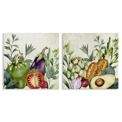 Country Harvest Vegetables 2pc Canvas Set, design by Kim Allen