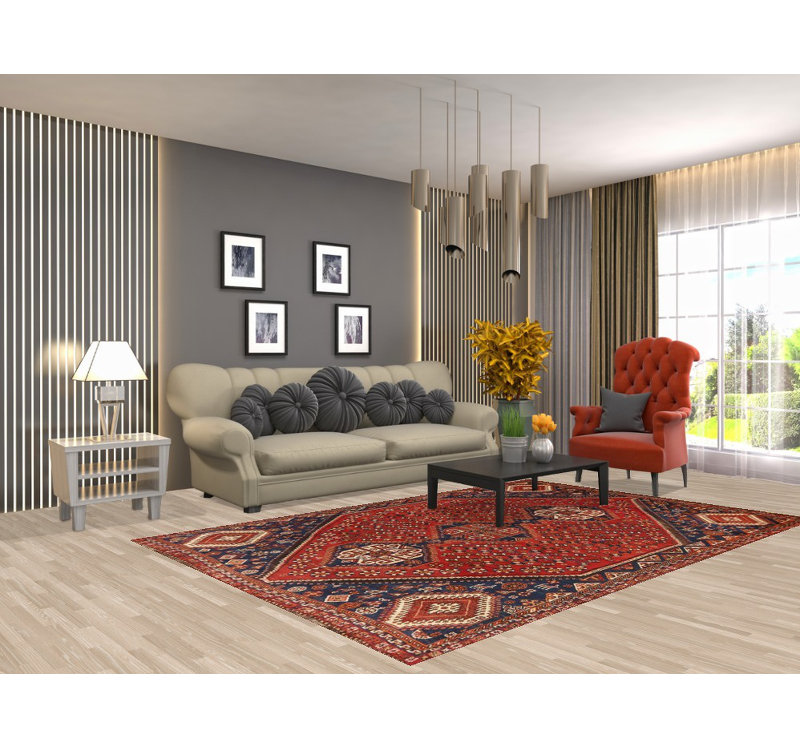 Tapis traditionnel rétro géométrique 6 x 9