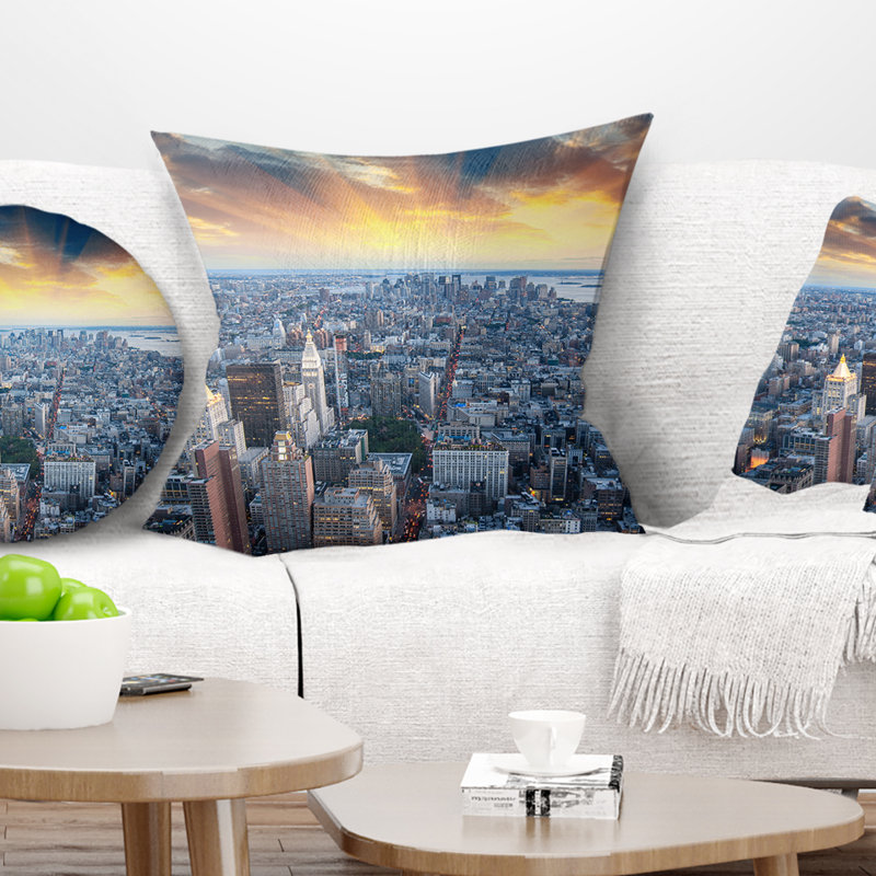 Coussin lombaire gratte-ciel Cityscape, 16 po x 16 po, Carré