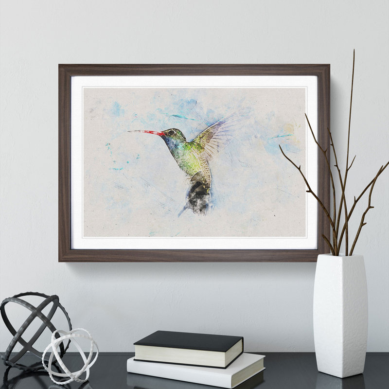 Hummingbird Paint Smudge - Framed Print, Walnut Framed, 62cm H x 87cm W x 2cm D