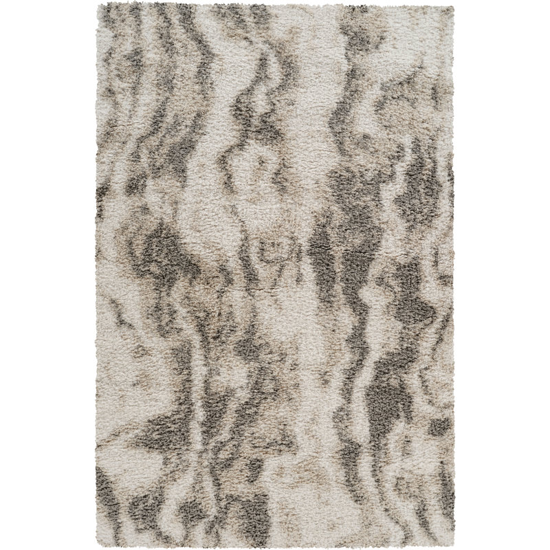 Nova Beige & Gray Abstract Shag Modern Rug, Beige/Gray, 10'0" x 14'0"