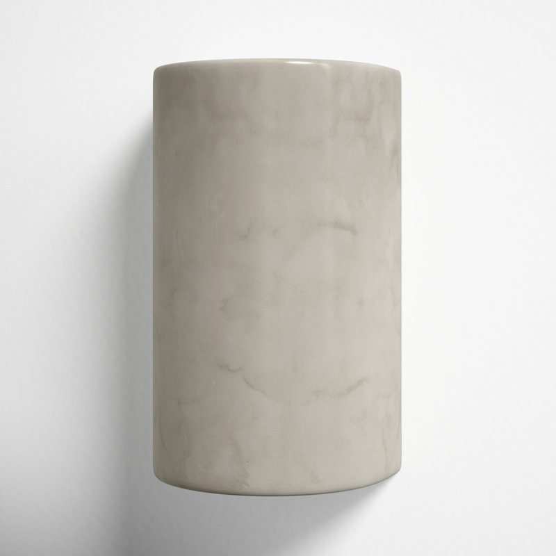 Pacursa Ceramic Dimmable Flush Mounted Sconce, Gloss Blush, Integrated LED, 9.5" H x 5.75" W x 4.5" D