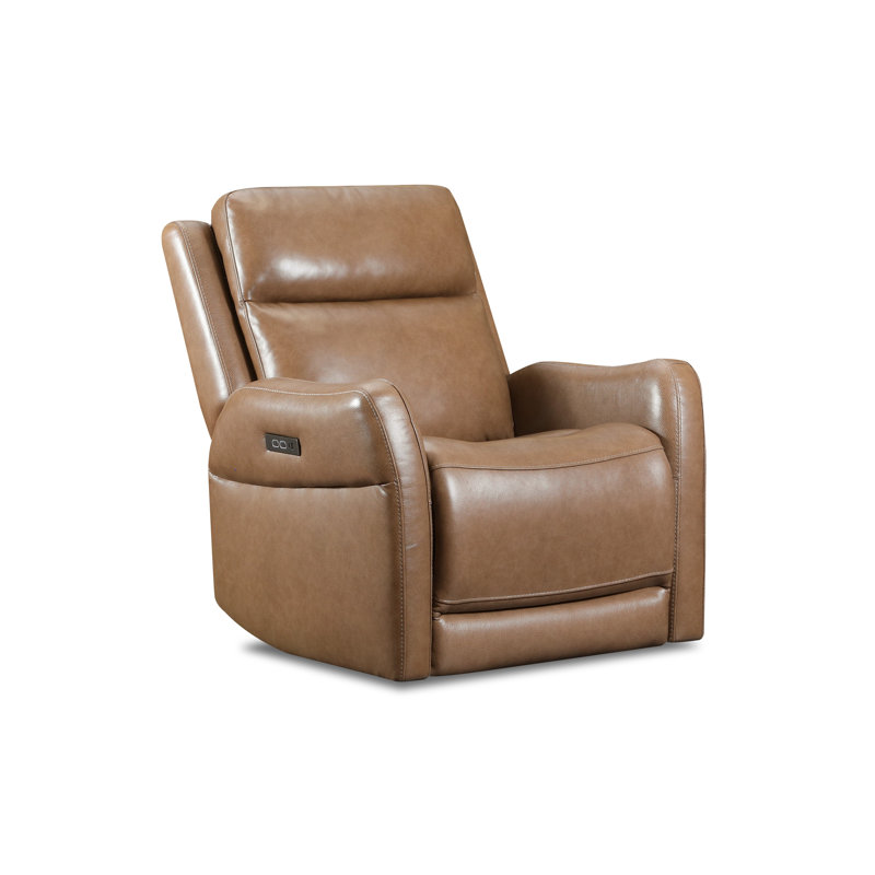 Frances Laether Power Swivel Glider, Brown