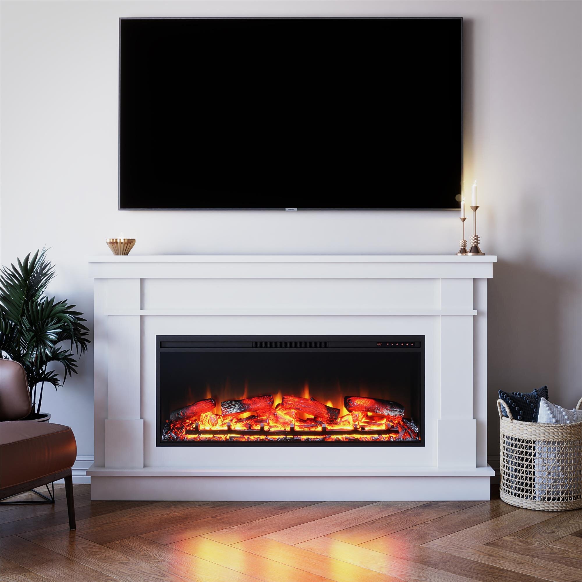 The Twillery Co. Powe Newsome Wide Mantel With Linear Electric ...