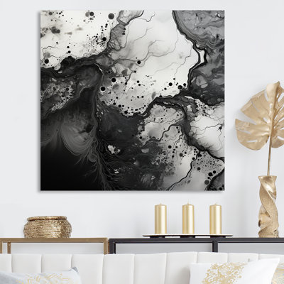 «Black Ink», encre liquide noire et blanche, sur toile