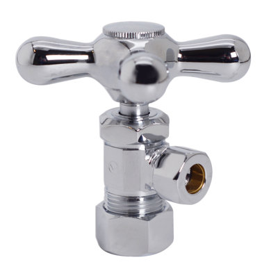Robinet d'arrêt à angle en croix, entrée de tuyau en cuivre 1/2 po avec sortie de compression 3/8 po