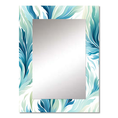Bruyn Blue And White Coastal Ikat Breeze - Ikat Mirror, Ikat Decorative Wall Mirror, Printed Metal Art