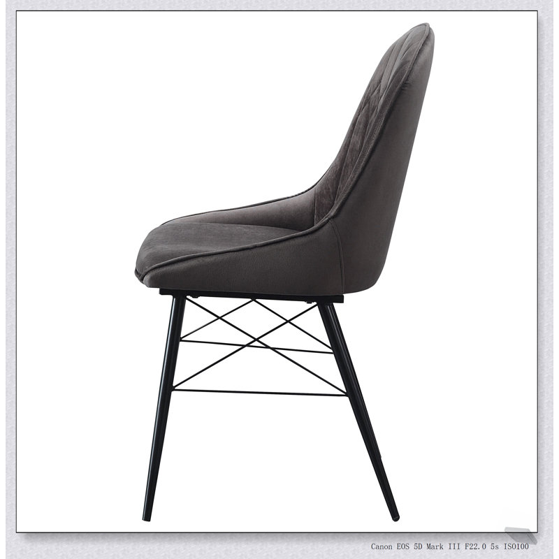 Élégantes chaises de salle à manger à dossier capitonné gris et noir (ensemble de 2) pour des sièges élégants et confortables