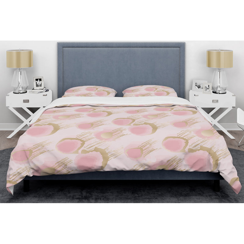 Ensemble de housse de couette abstraite fleur abstraite Mid-Century, Housse de couette très grand + 2 taies décoratives