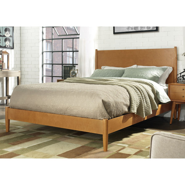 Amani Mid Century Natural Queen Low Profile Platform Cane Front Bed